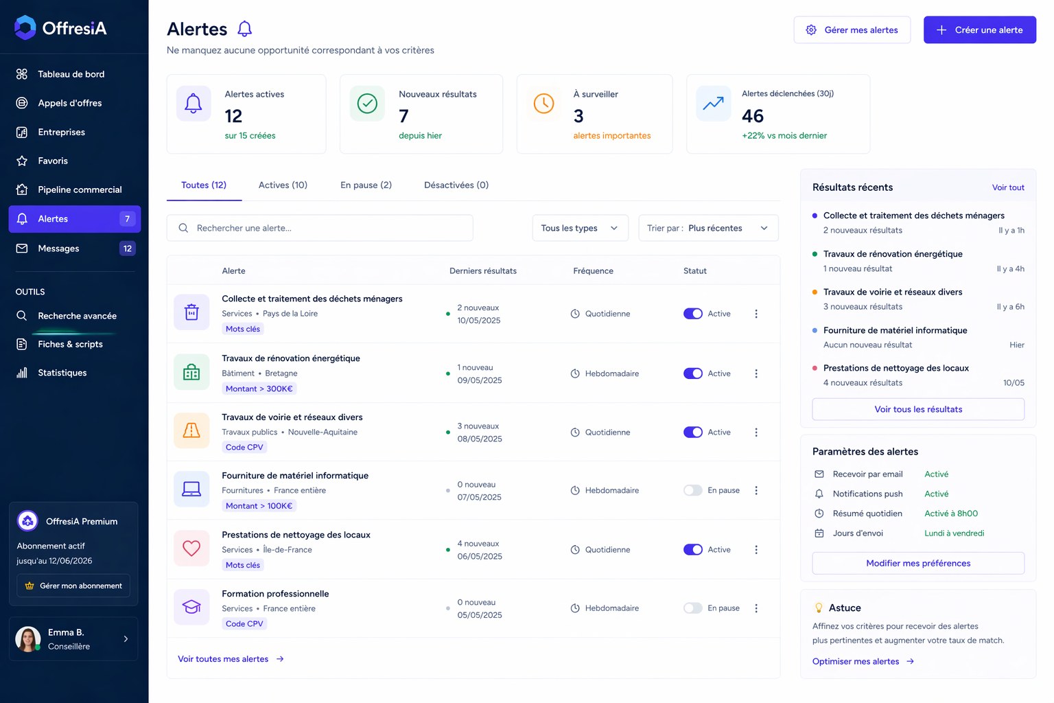 Alertes & notifications